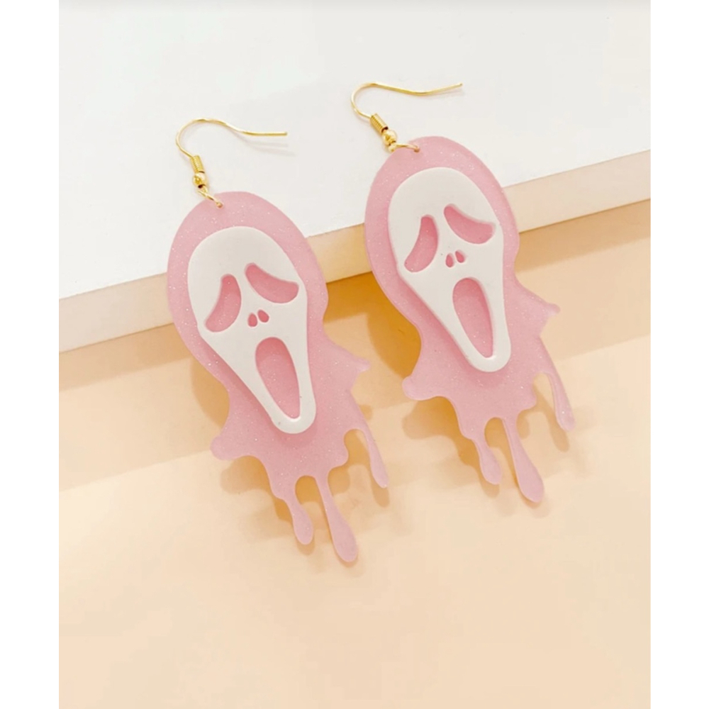 Halloween Pink Scream Mask Earrings